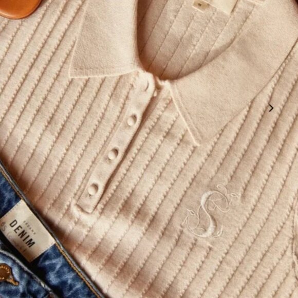 Sezane Noha Collared Jumper // Ecru // XS // Rare - Picture 2 of 5